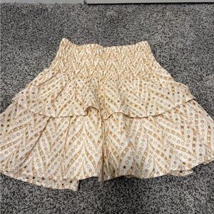 Lilly Pulitzer Gold and White Ruffle Skirt 00